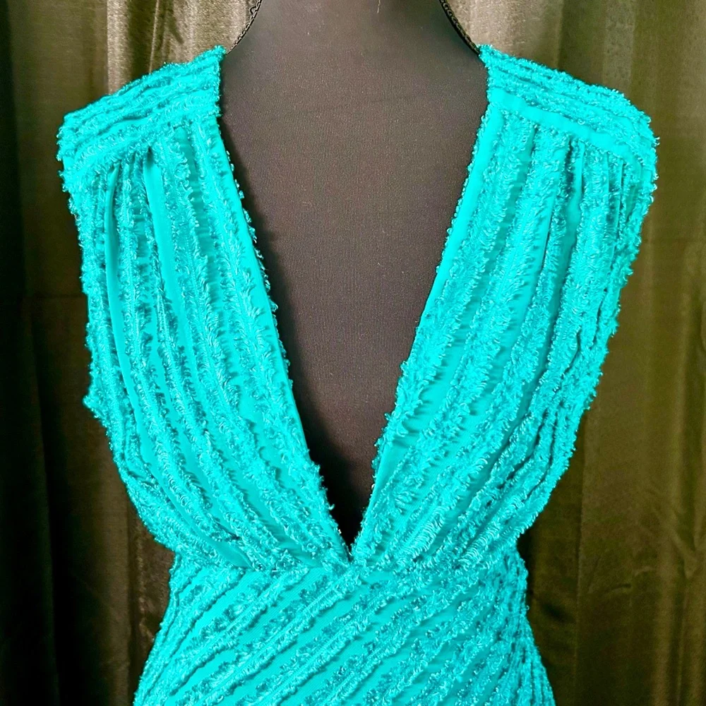 Nanette Lepore Teal Sleeveless Midi Dress, Size 4 - Picture 3 of 9